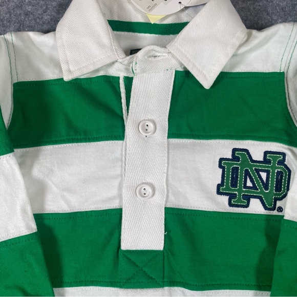 NWT Infant Boys Notre Dame Romper Green and White Striped Age 1-2, (12M-24M) - Picture 6 of 12